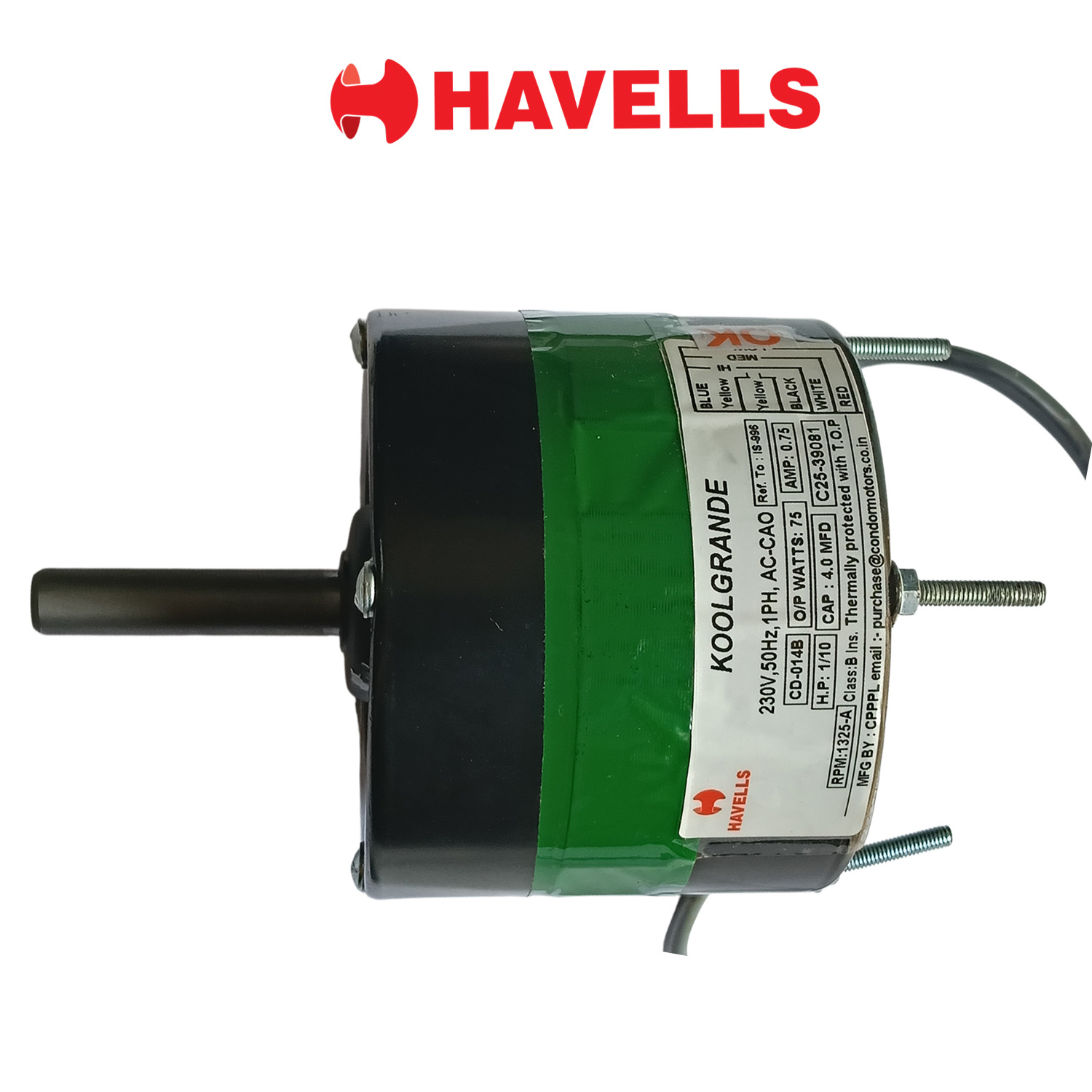Havells Air Cooler Motor 75W, 0.75A, 1325 RPM for Kool Grand 65H , 85H Altima Model 01